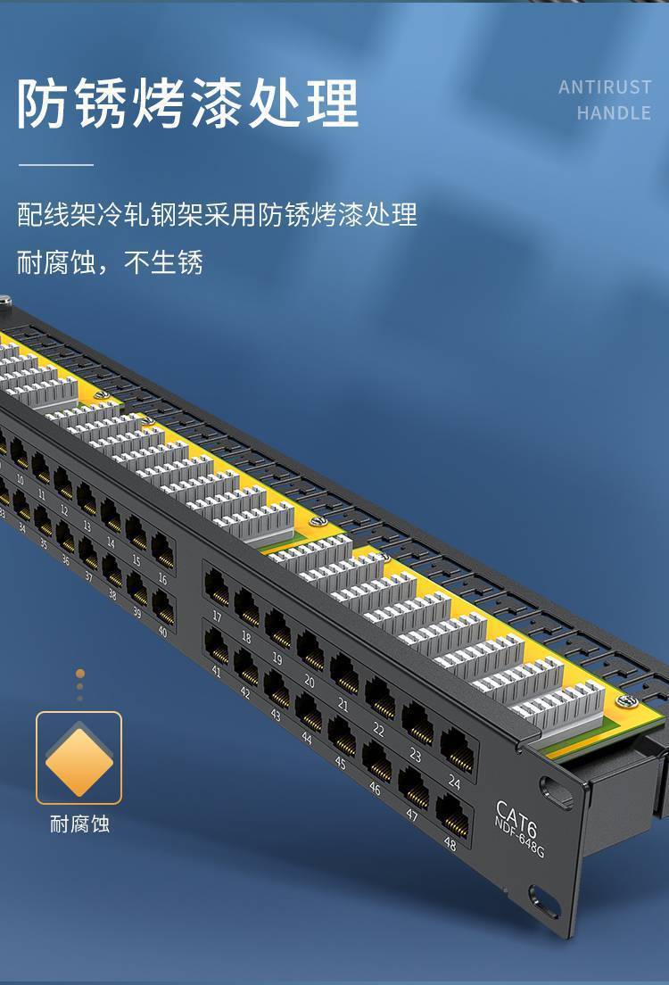 勝為工程級48口1U機架式六類網絡配線架解析